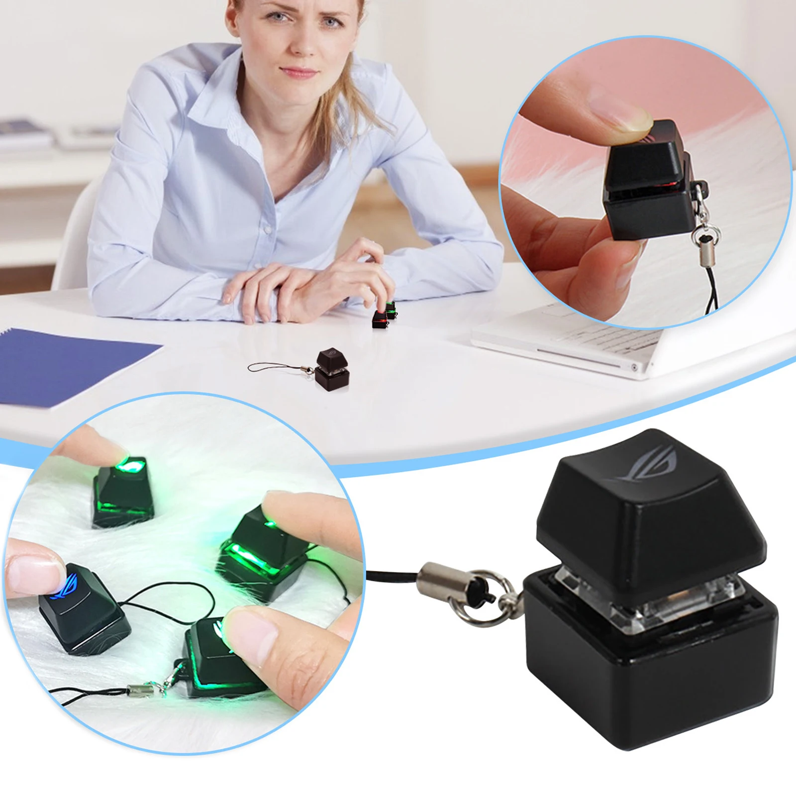 

Fidget Gadget Mechanical Keyboard Tester Click LED Light Button Keychain Gift for Computer Geeks Autism Anti Stress Toy