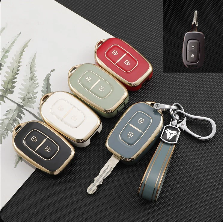 2 Button Fob Shell Keychain for Renault Kwid Traffic Symbol for Dacia Sandero Logan Duster 2016 2017 2018 TPU Car Key Cover Case