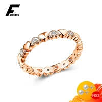 trendy women ring 925 silver jewelry heart shaped zircon gemstone rose gold finger rings accessories for wedding engagement gift