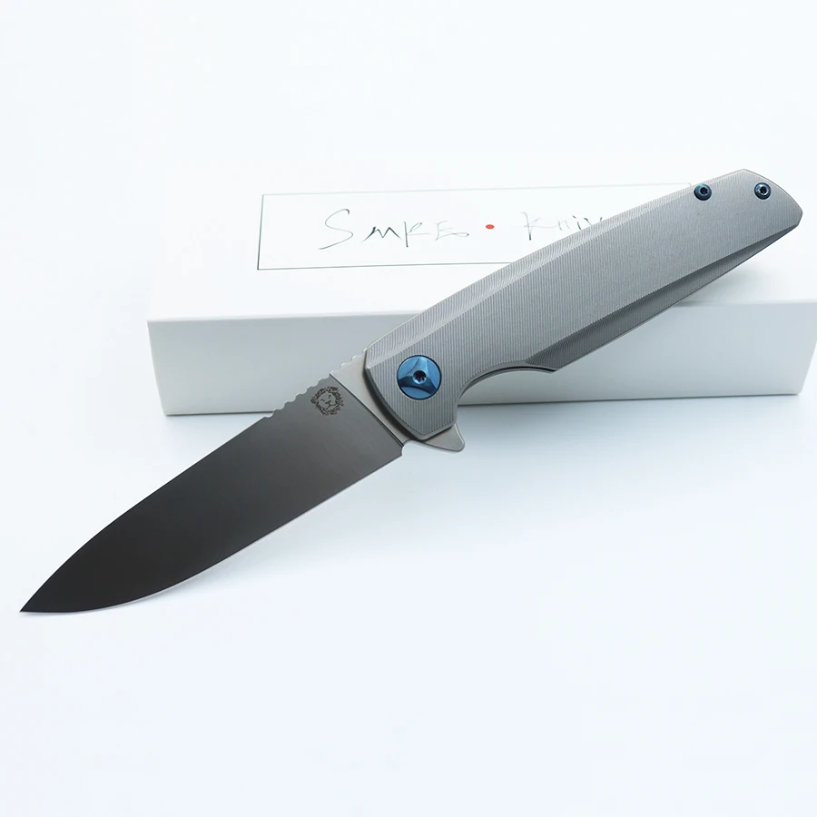 Smke Knives Custom Specter Flipper Pocket Folding Knife M390 Blade Titanium Handle Tactical Survival Camping |