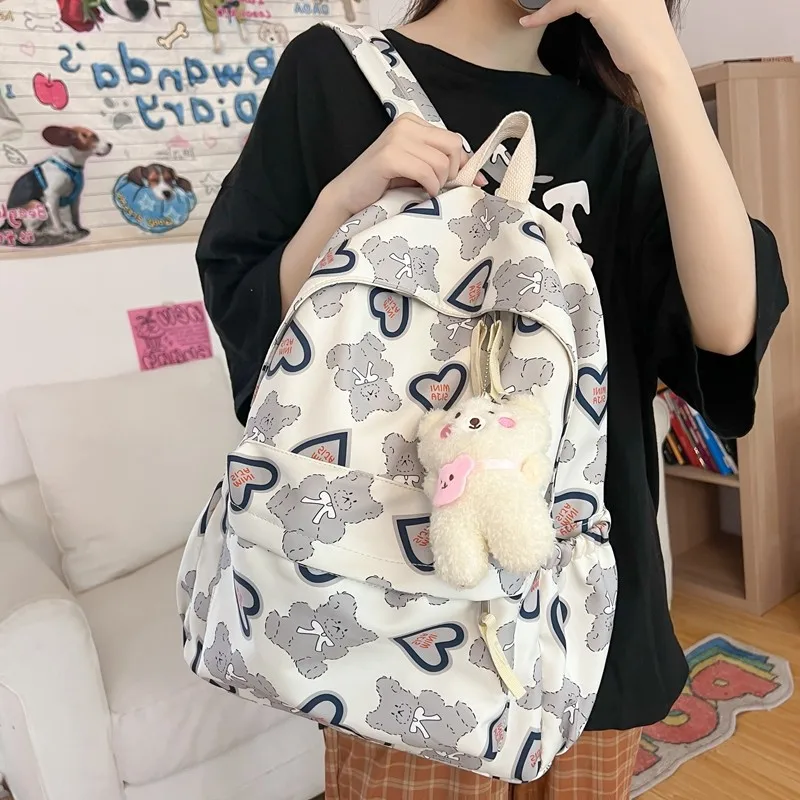 

Рюкзак, Новинка лета 2023, милый женский рюкзак с изображением взрывчатого медведя, Студенческая модная трендовая школьная сумка
