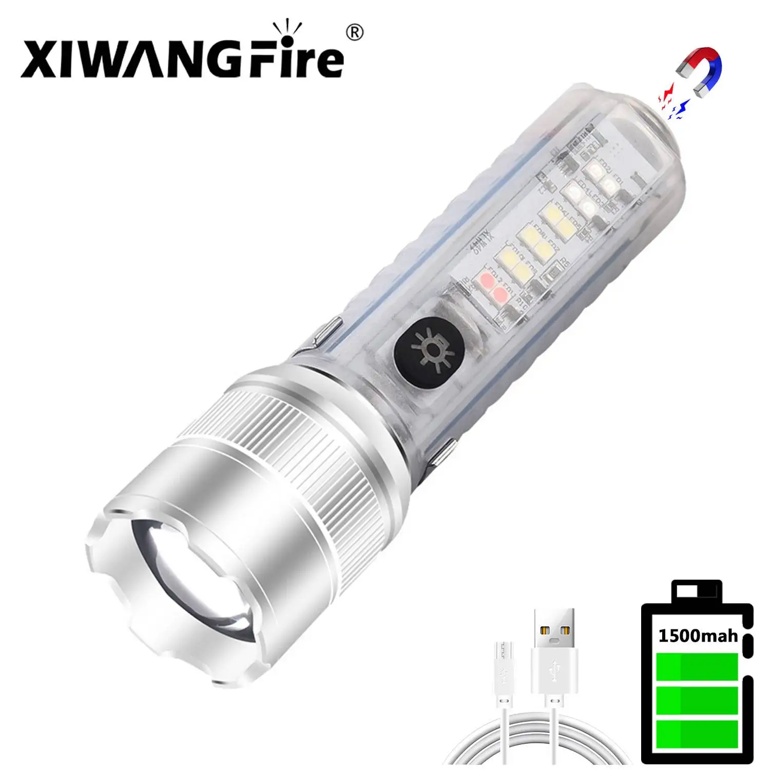 Новый мини-светодиодный фонарик USB C перезаряжаемый фонарь сильный магнит ручка