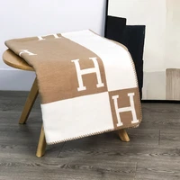 h letter blanket ins modern minimalist style knitted blanket sofa decoration office air conditioner blanket nap blanket