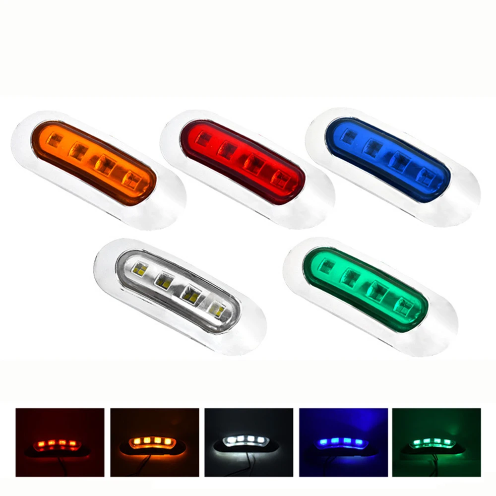 

40PCS Waterproof 4 LED Side Mark Lamp Clearance Indicator Light Car Truck Trailer Lorry 12V-24V Light Red/White/Amber/Blue/Green