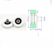 2pcs od45mm m1012 plastic coated bearing with stainless steel shaft screw pulley pom plastic nylon roller