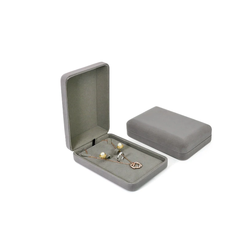 

Оптовая продажа, Подарочная коробка для хранения цепочек, подвесок, ожерелий, серых бархатных шкатулок, длинных сережек, органайзер для ювелирных изделий, коробка