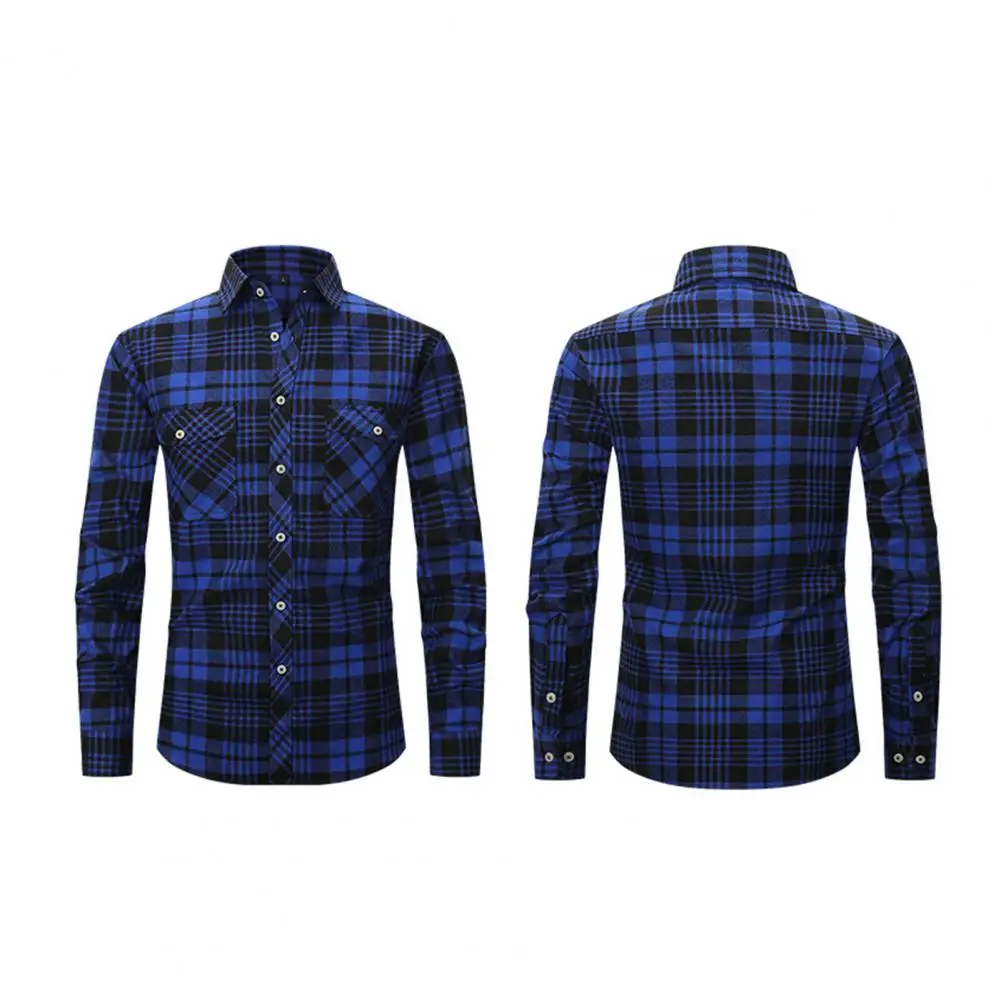 

Colorfast Trendy Turn-down Collar Autumn Shirt Buttons Autumn Shirt Long Sleeves for Daily Wear