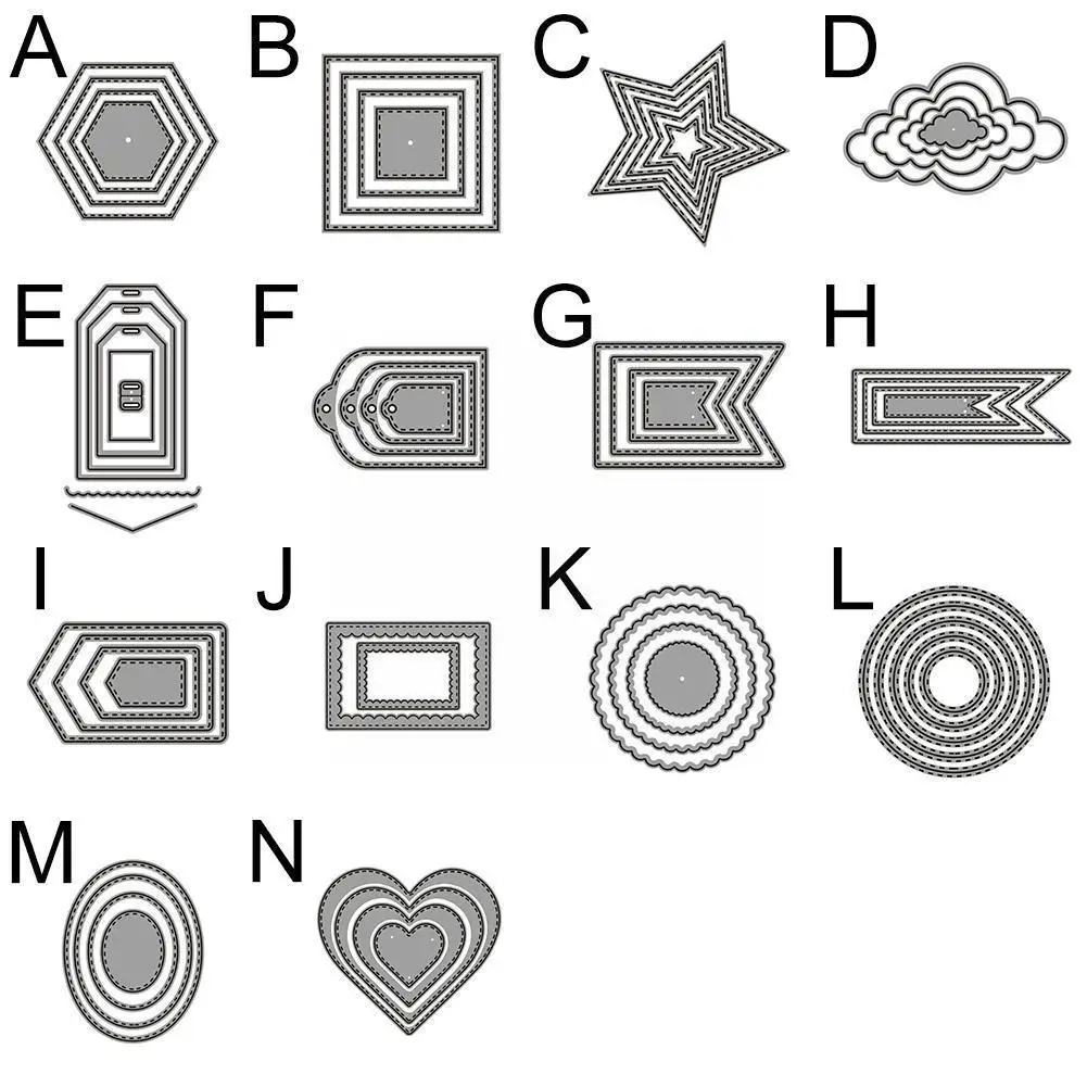 

Basic Frame Metal Cutting Dies Round rectangle Lace Label heart-shaped for Scrapbooking Craft Layering Greeting Card Handma A3M7