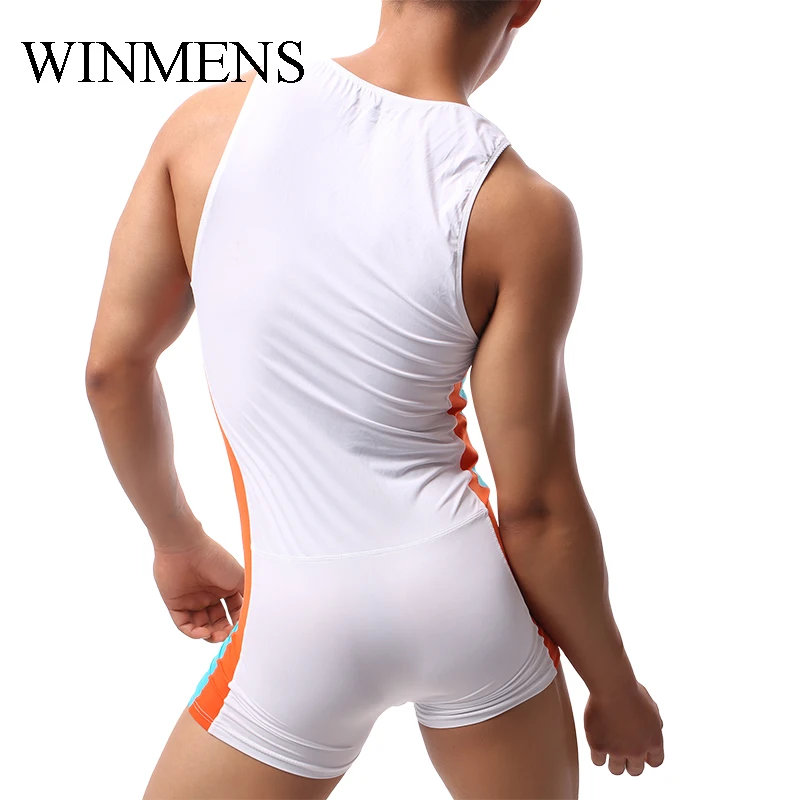 Men's Fitness Sweat Suit Summer O-neck Shapewear Sleeveless Man Shaper Slimming Jumpsuit For Wrestling  Bodybuilding Training