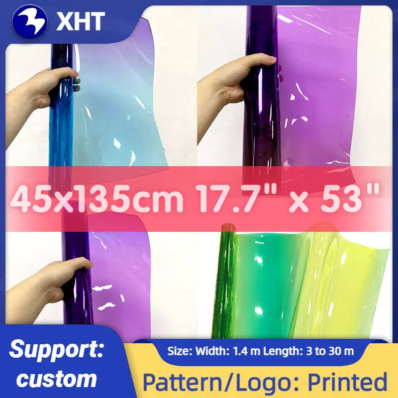 

Gradient Color PVC Jelly Faux Leather Roll 1.2mm Thickness Waterproof Vinyl Crafts Fabric for DIY Handbags Plastic Table Cover