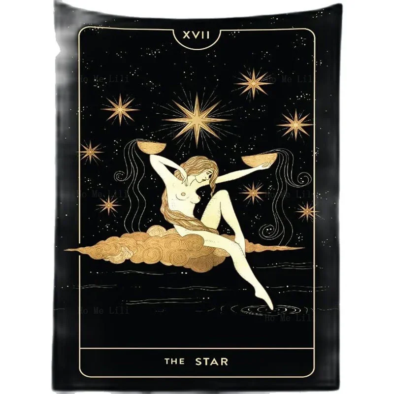 Карта Таро со звездами черная Золотая мандала Луна богиня искусство настенная