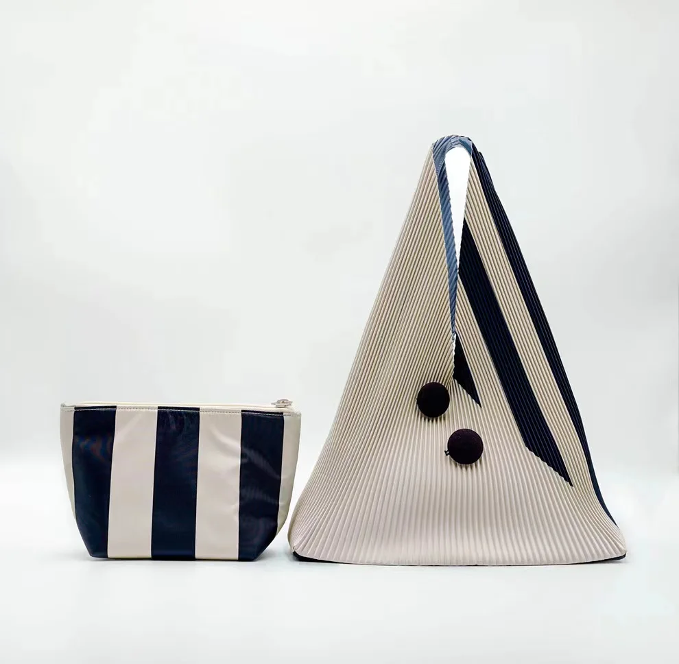 2023 New Trendy Pleated Bag Rhombic Triangle Contrast Color Organ Bags INS Niche Fashion Women Shoulder Bag Female Handbag
