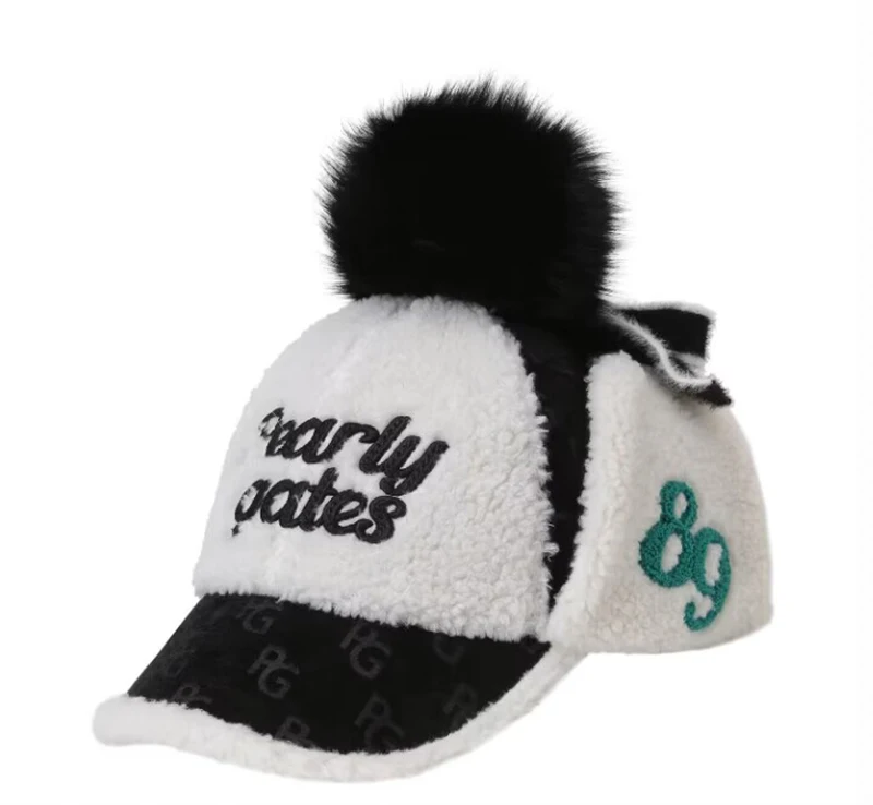 Golf Cap woman hat Fall/Winter  Warm Earcup Earmuff with ball