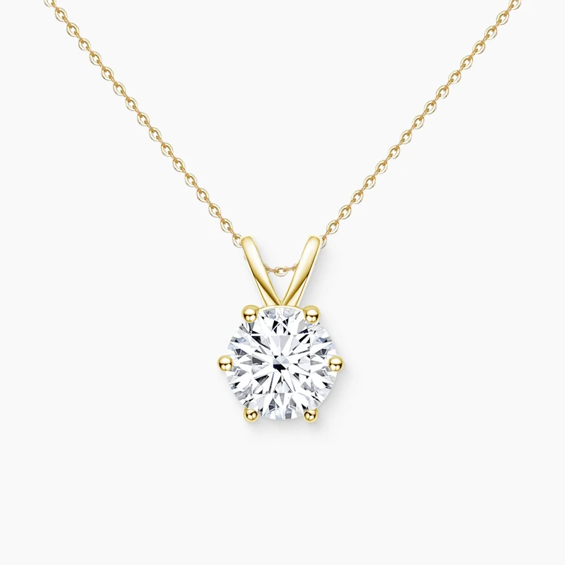 

Queenme Wholesale 1ct 3ct Moissanite Necklace For Woman 18K Gold Plated 925 Sterling Silver Pendant Necklace Fine Jewelry Gifts