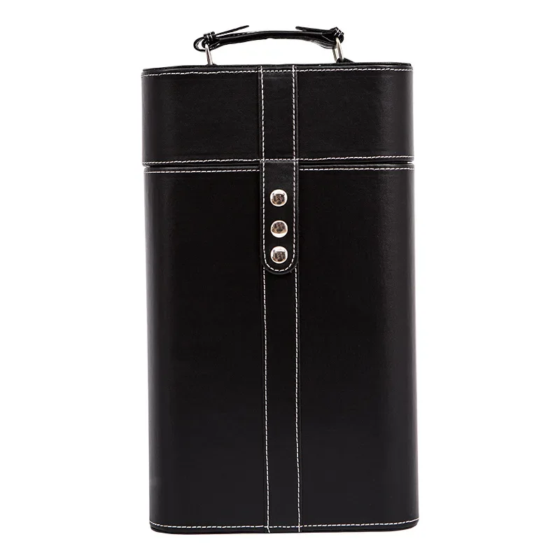 Винтажная коробка для винных бутылок из искусственной кожи с держателем