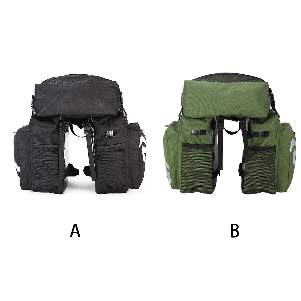 Bike Rear Rack Bags Tear-resistant Waterproof Frame Saddle Bag 3-In-1 Large Capacity Luggage Carrier Accessories  Black