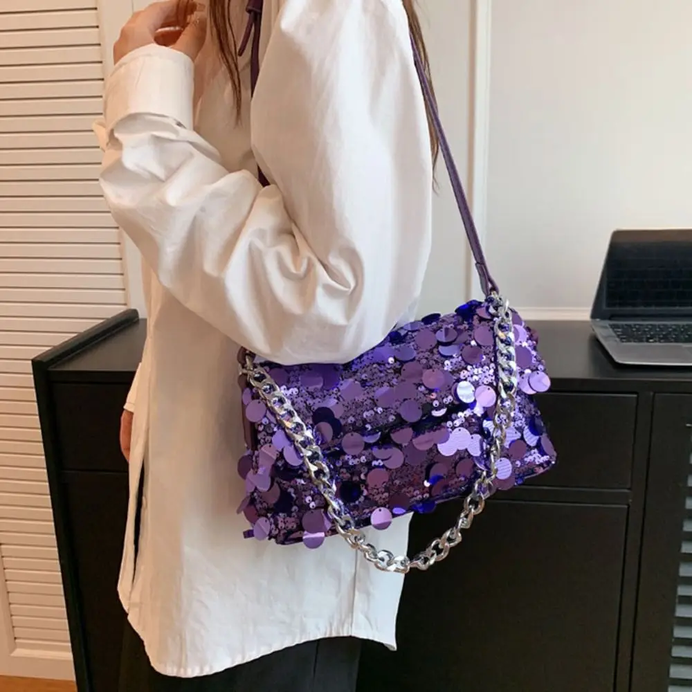 Повседневная блестящая вечерняя Банкетная сумка через плечо с цепью и кисточкой