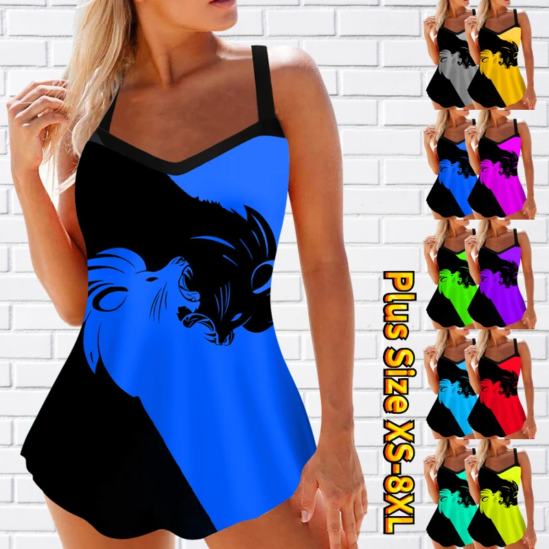 

Women New Design Printing Bathing Suit Monokini Two Piece Set Swimsuit Sexy Bikini Swimwear Summer Ladies Tankini Plus Size