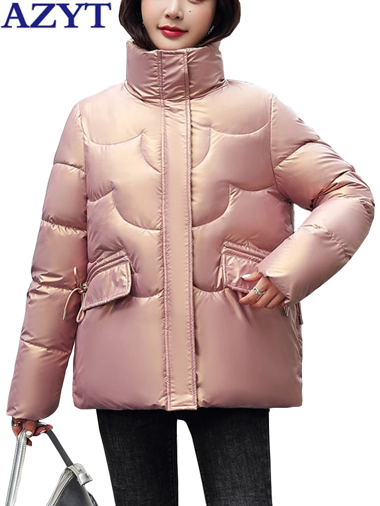 

AZYT Winter Thicken Parkas Women Puffy Warm Cotton Padded Jacket Female 2022 Stand Collar Casual Windproof Women Winter Jacket