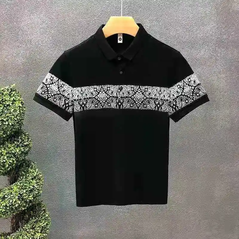 

2022 new summer slim fit t-shirt men's splicing short sleeve polo