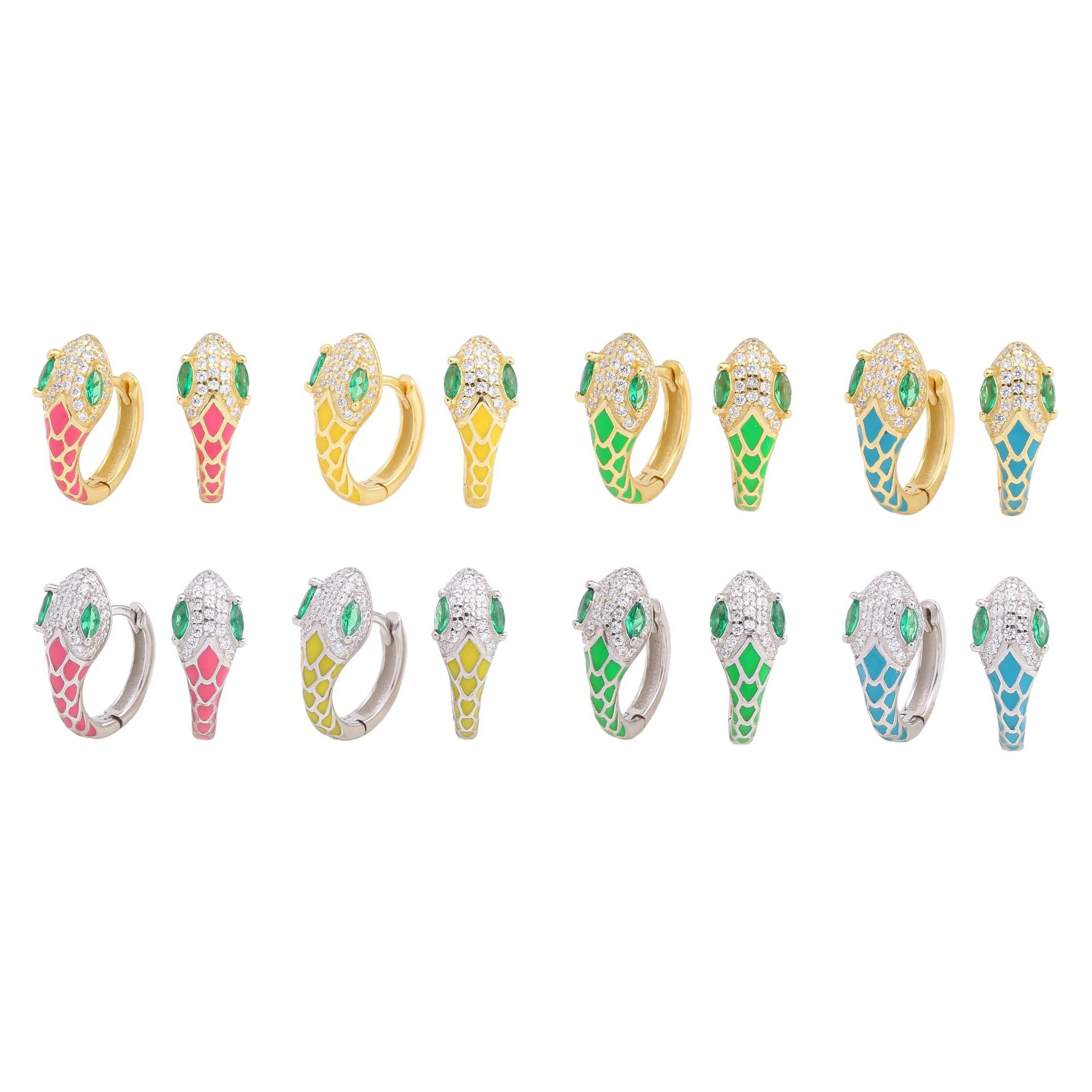 

Женские винтажные серьги-гвоздики в виде змеи из серебра 925 пробы