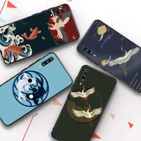 yinuoda crane and koi chinese style phone case for samsung a51 a30s a52 a71 a12 for huawei honor 10i for oppo vivo y11 cover