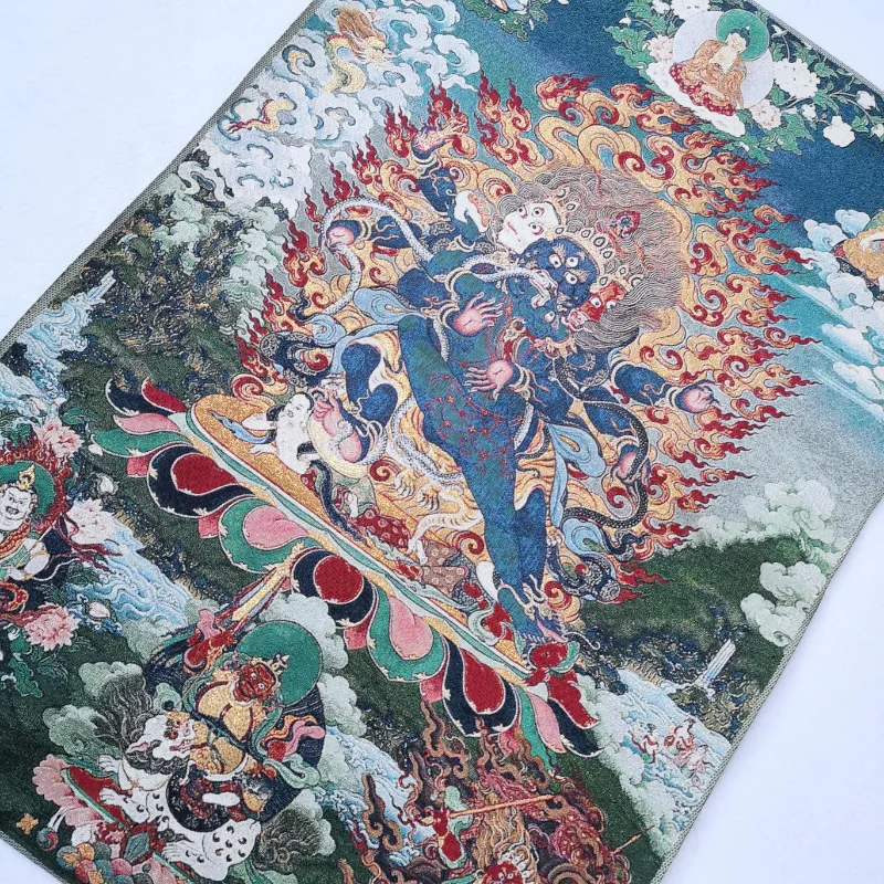 Тибетский вышитый шелковый ковер буддистского танка "Ваджрапани Чана Дордже" размером 36 дюймов для медитации и украшения дома.