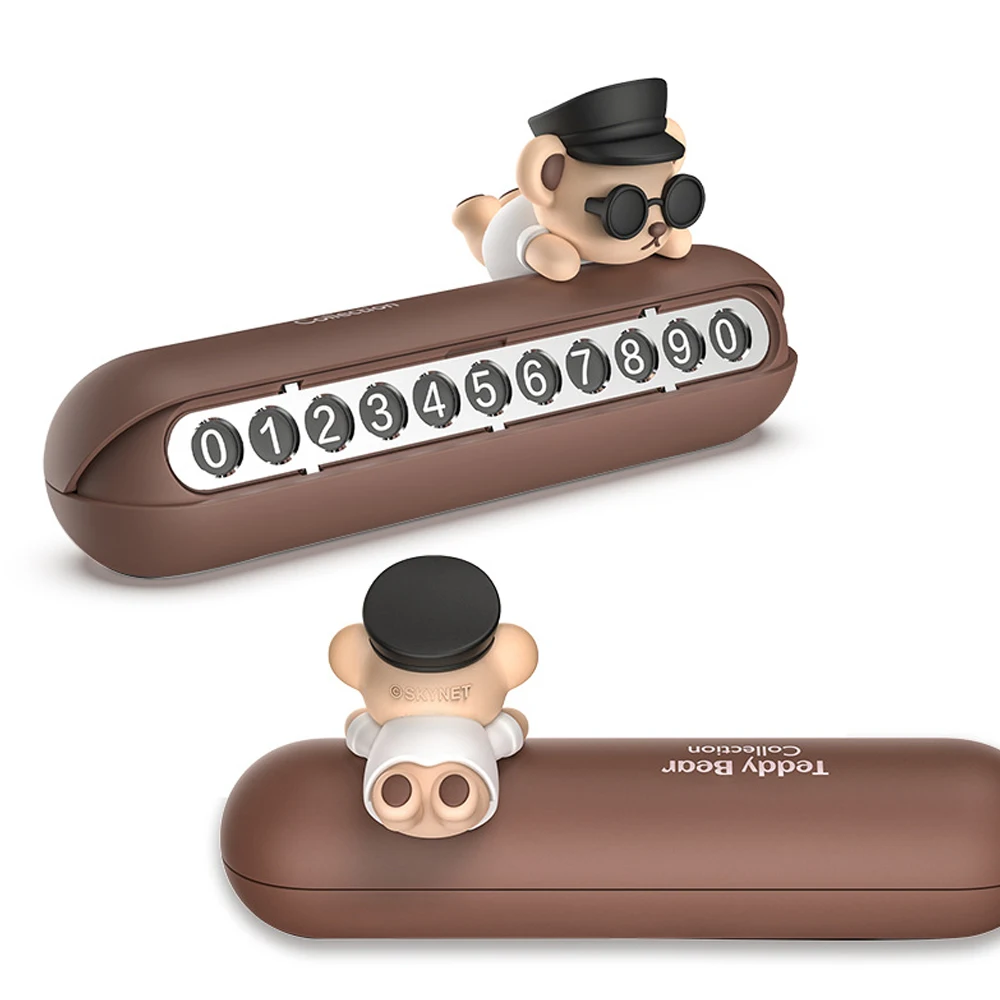 

Teddy Bear Telephone Number Plate Car Business Card Phone License Plate Auto Temporary Parking Number PlateHidden Switch