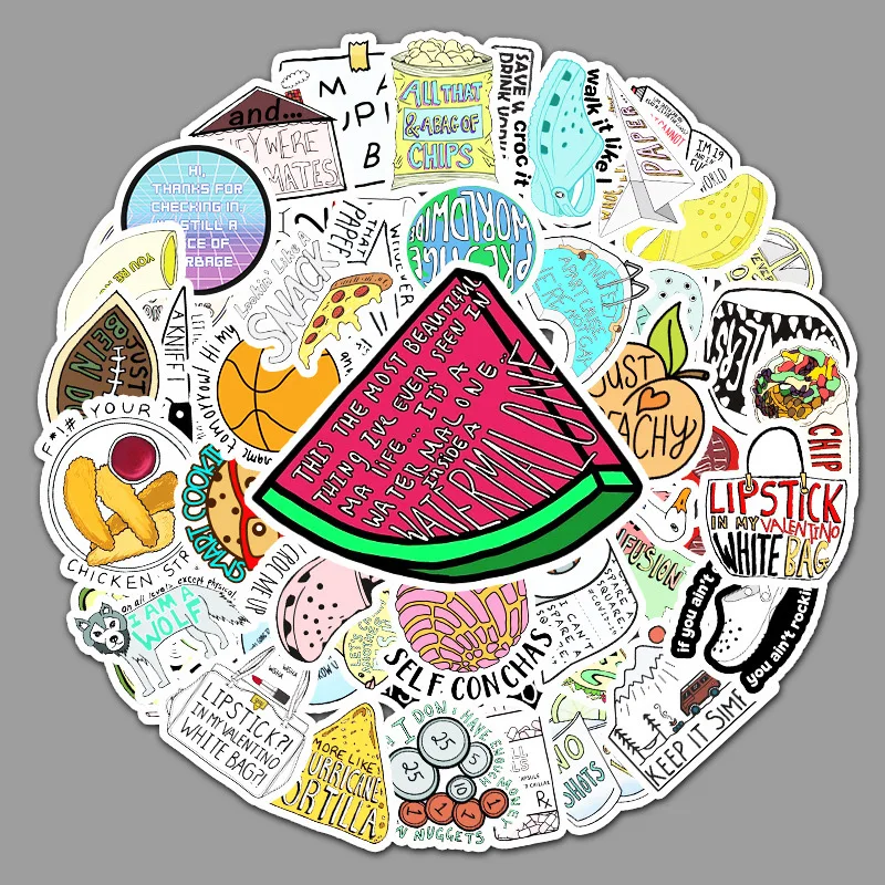 

50 шт. индивидуальные граффити-наклейки в виде лозы, милый автомобиль, ноутбук, телефон, скрапбукинг, чемодан, наклейки «сделай сам» для детей