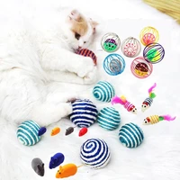 kitten interactive ball cat toy with bell rat cage toy colorful feather funny for interactive ball pet supplies cat accessories