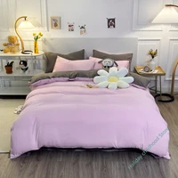 hot selling home textile bedding solid color double sided four piece set three piece set for student dormitory