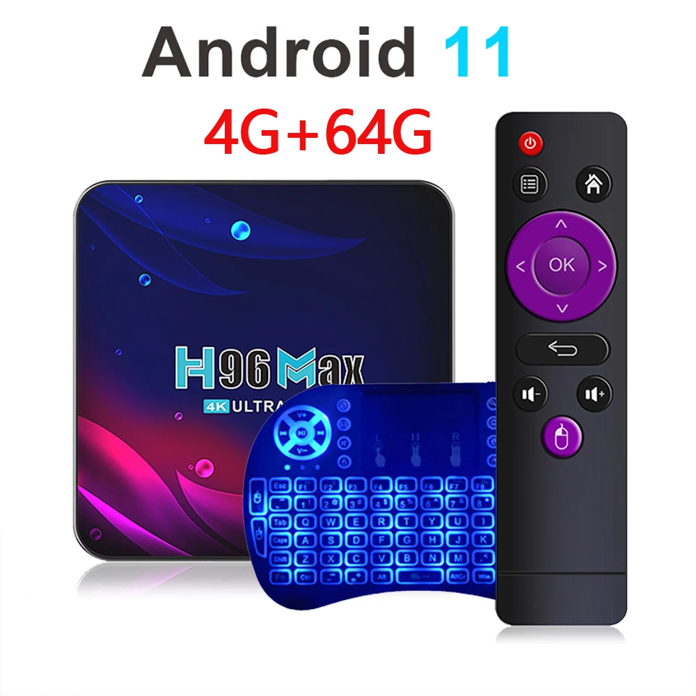 

H96 Max V11 Smart TV Box Android 11 4G 64GB 4K Hd 2.4G 5.8G WIFI Google Voice Bluetooth Media Player Android Set Top Box