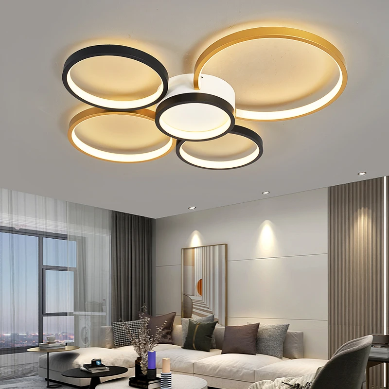 Modern Ceiling Chandeliers For Livingroom Bedroom indoor lighting led Chandelier Fixtures AC90-260V Black+Gold Modern chandelier