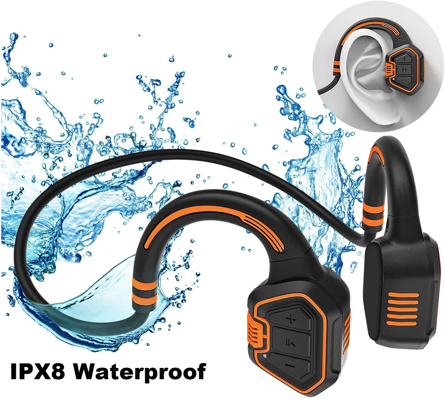 

Водонепроницаемая гарнитура для плавания IPX8, наушники с костной проводимостью, Спортивные Беспроводные стереонаушники Bluetooth с MP3 и памятью ...