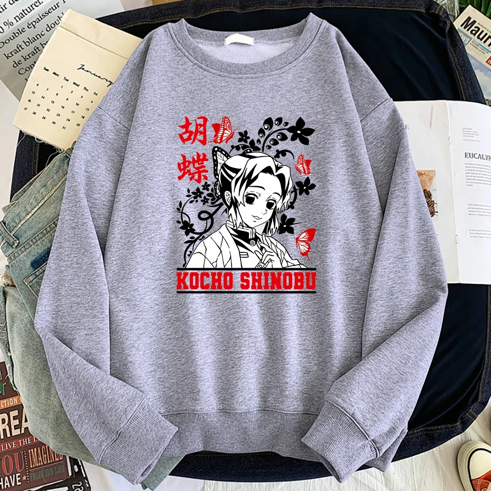 

Demon Slayer Kochou Shinobu Mens Sweatshirts Hip Hop Tracksuit Pullovers Spring Casual Hoodies Anime Oversize Men's Streetwear