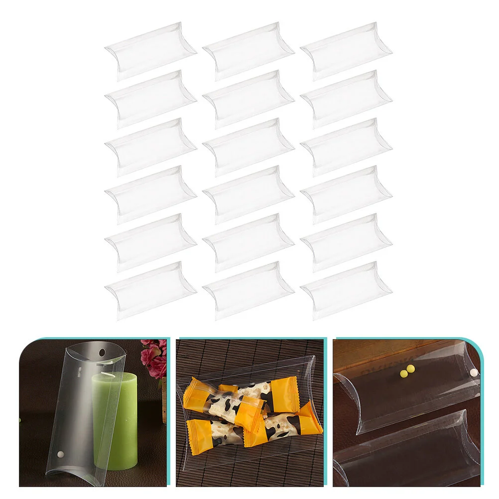 

50pcs Pillow Shape Candy Boxes Transparent Gift Boxes Clear Pillow Present Boxes