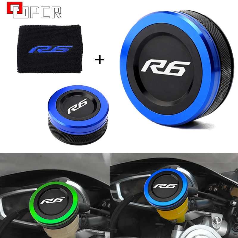 

For YAMAHA YZFR6 YZF-R6 YZF R6 2010-2020 2021 2022 Motorcycle CNC Rear & Front Brake Fluid Reservoir Cap Cylinder Cover Sock
