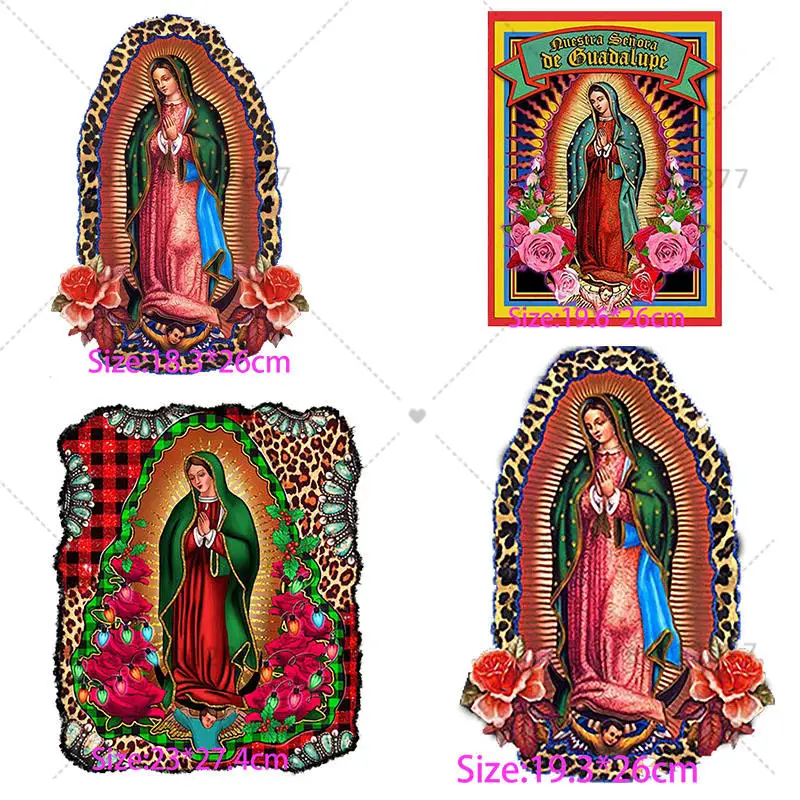 

Screen Print alternative Religious Our Lady of Guadalupe Gemstone Angel Wings Virgin Mary Cross Faith Belief Jesus DTF Print