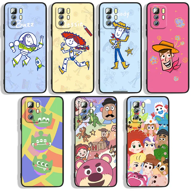 

Disney Stitch Toy Story Phone Case For Xiaomi Redmi Note 10 10S 10T 10ProMax 11 11S 11T 11E Lite Pro 5G 4G Black Funda Cover