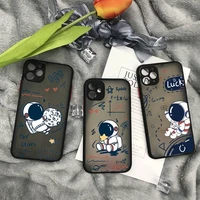astronaut cartoon cute pattern phone case matte transparent for iphone 11 12 13 7 8 plus mini x xs xr pro max cover