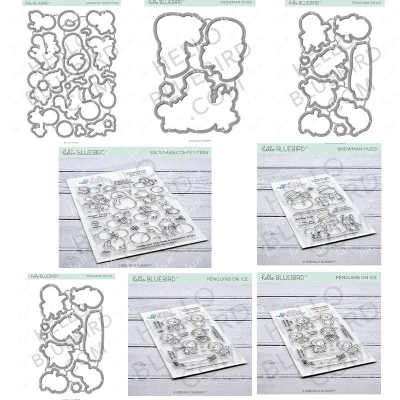 

Winter Snowmen And Penguins Set Metal Cutting Die And Stamps DIY Scrapbooking Card Stencil Paper Cards Handmade Album Stamps Die