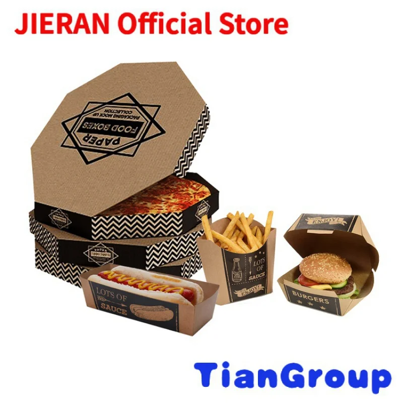 

Wholesale eco 12 14 inch 35cm corrugated chips packaging custom printed take away kraft paper food pizza burger boxes with logo