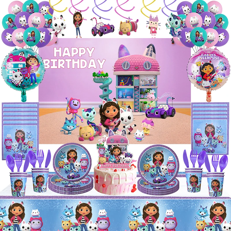 Кукольный домик Габби кошки украшения на день рождения посуда скатерти тарелки