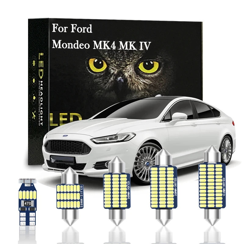 

12pcs Canbus Interior LED Light For Ford Mondeo MK4 MK IV Car Accessories Map Dome Trunk Glove Box Vanity Mirror Lamp