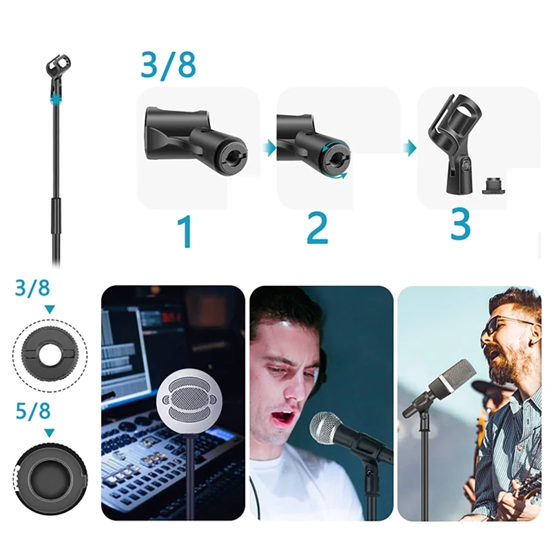 

Flexible Copper Threading Mic Holder Universal Microphone Clip Mic Stand Adapter Long-lasting Reliable Strength Mic Clip