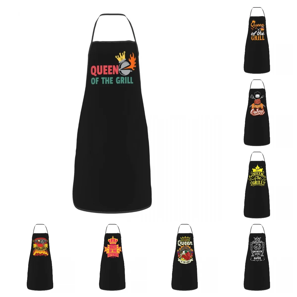 

Funny Queen Of The Grill BBQ Bib Aprons Women Men Unisex Kitchen Chef Barbecue Tablier Cuisine for Cooking Baking Painting