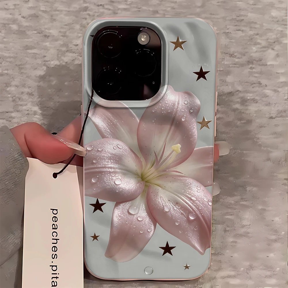 Фото Прозрачный гибкий чехол Pink Lily Star Gray с защитой от царапин и ударов для iPhone 14 13 11 15 16 17 Pro Air Plus №4