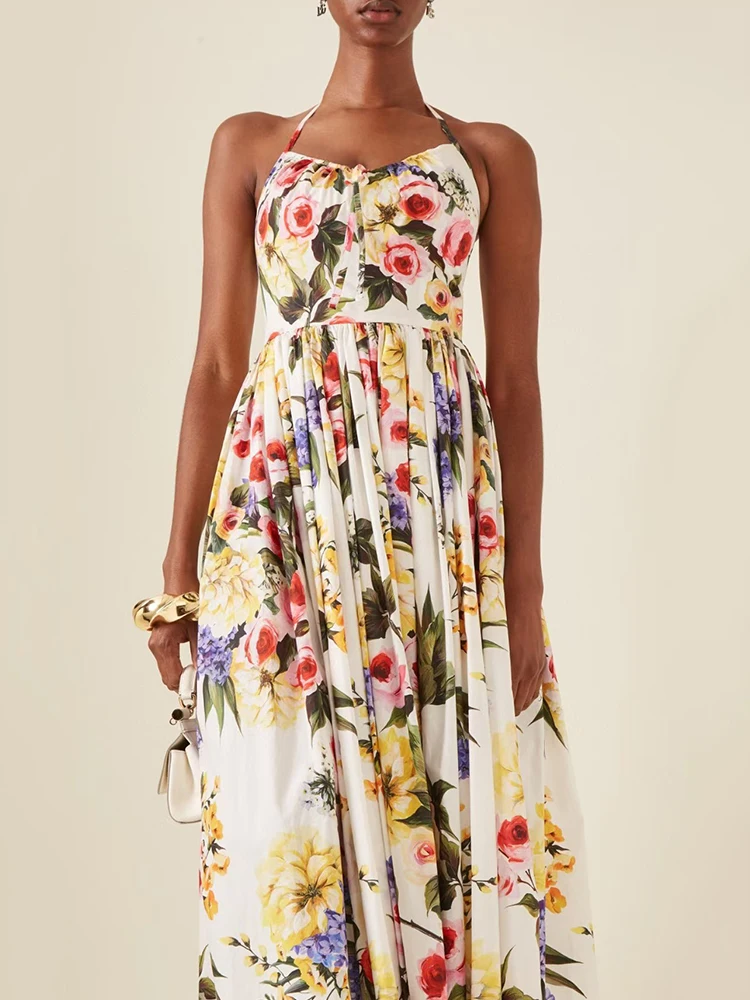 Женское сексуальное платье с дырявым принтом на спине лямкой шее и высокой