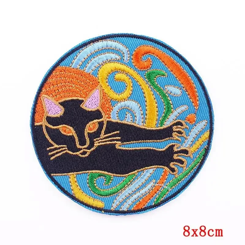 Embroidered Patch Iron On Patches for Clothing Pocket Cat Clothes Stickers Fabric Sewing Thermal Adhesive Applique Fusible