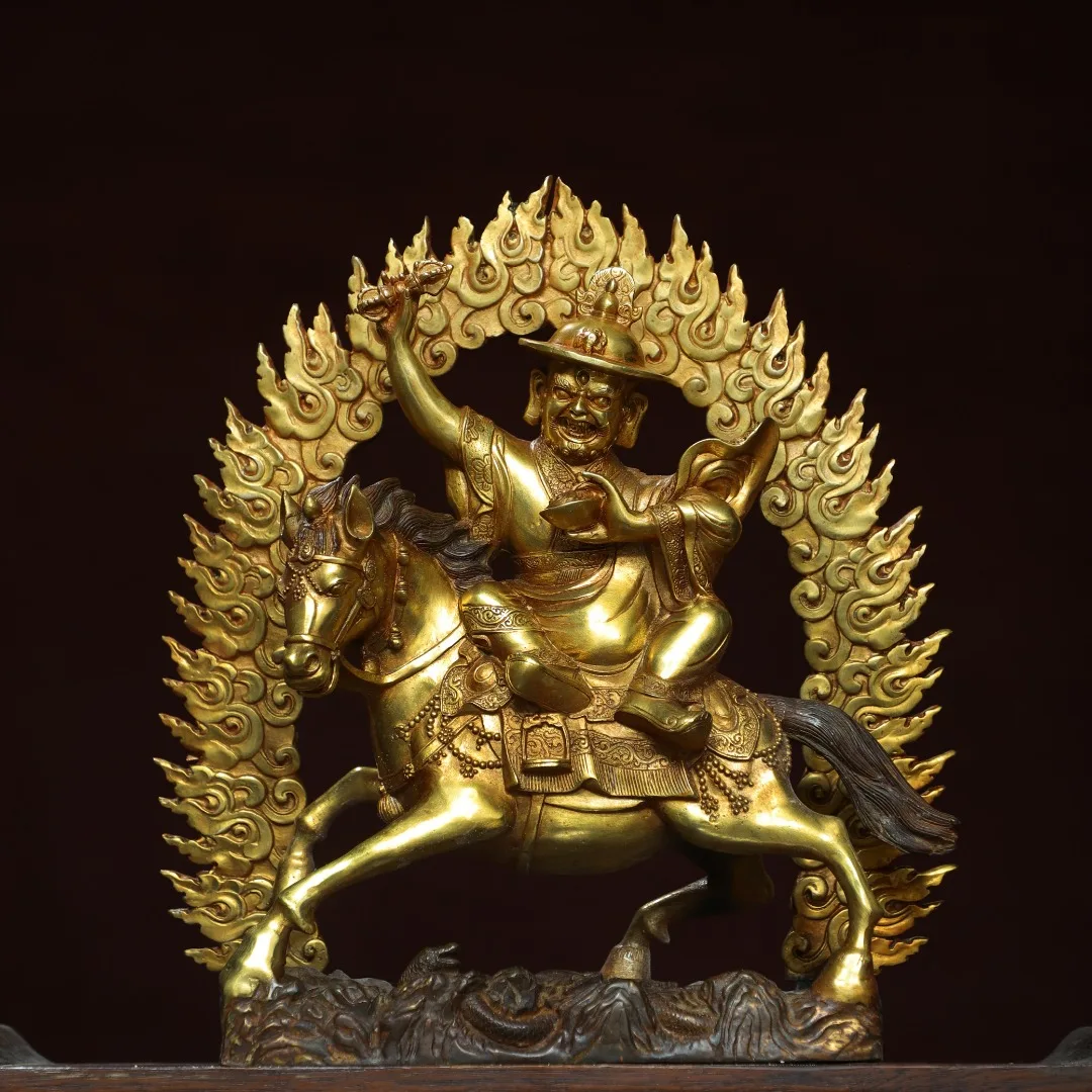 14-дюймовая коллекция тибетского храма старая бронза позолоченная киноварь Dorje